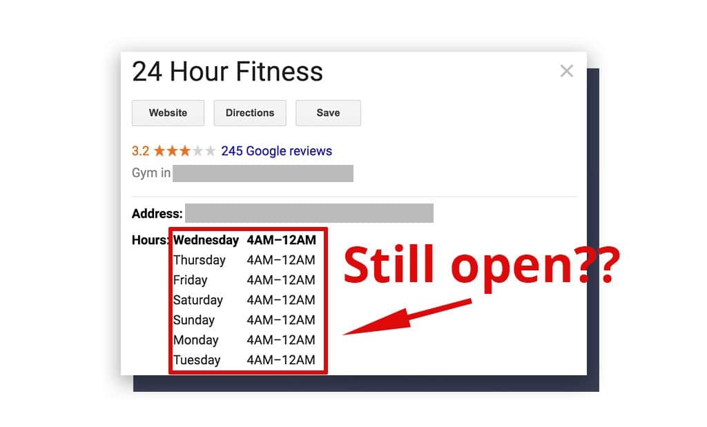 24 Hour Fitness gym hours of operation / How GBP Has Been Affected By COVID-19: 5 Actionable Tips / Beyond Blue Media
